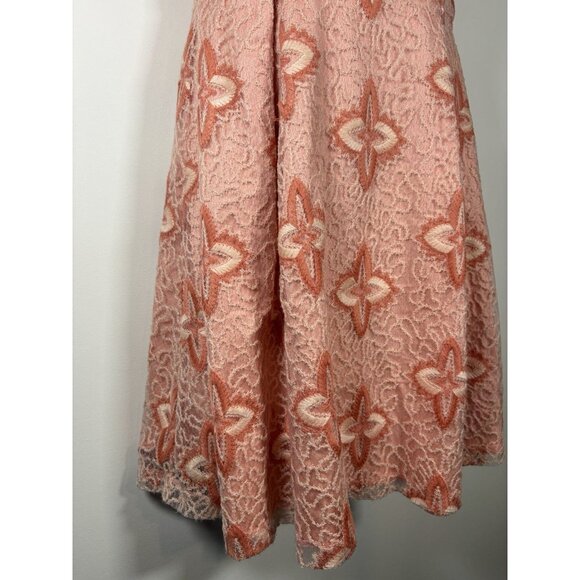 Anthropologie EVA FRANCO Pink Party Dress Lace Embroidered Romantic Size 6 - Picture 3 of 7
